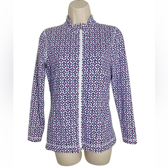 Talbots Jackets & Blazers - T by Talbots Full Zip Front Jacket Sweater Size P Multi Print Sporty Casual EUC